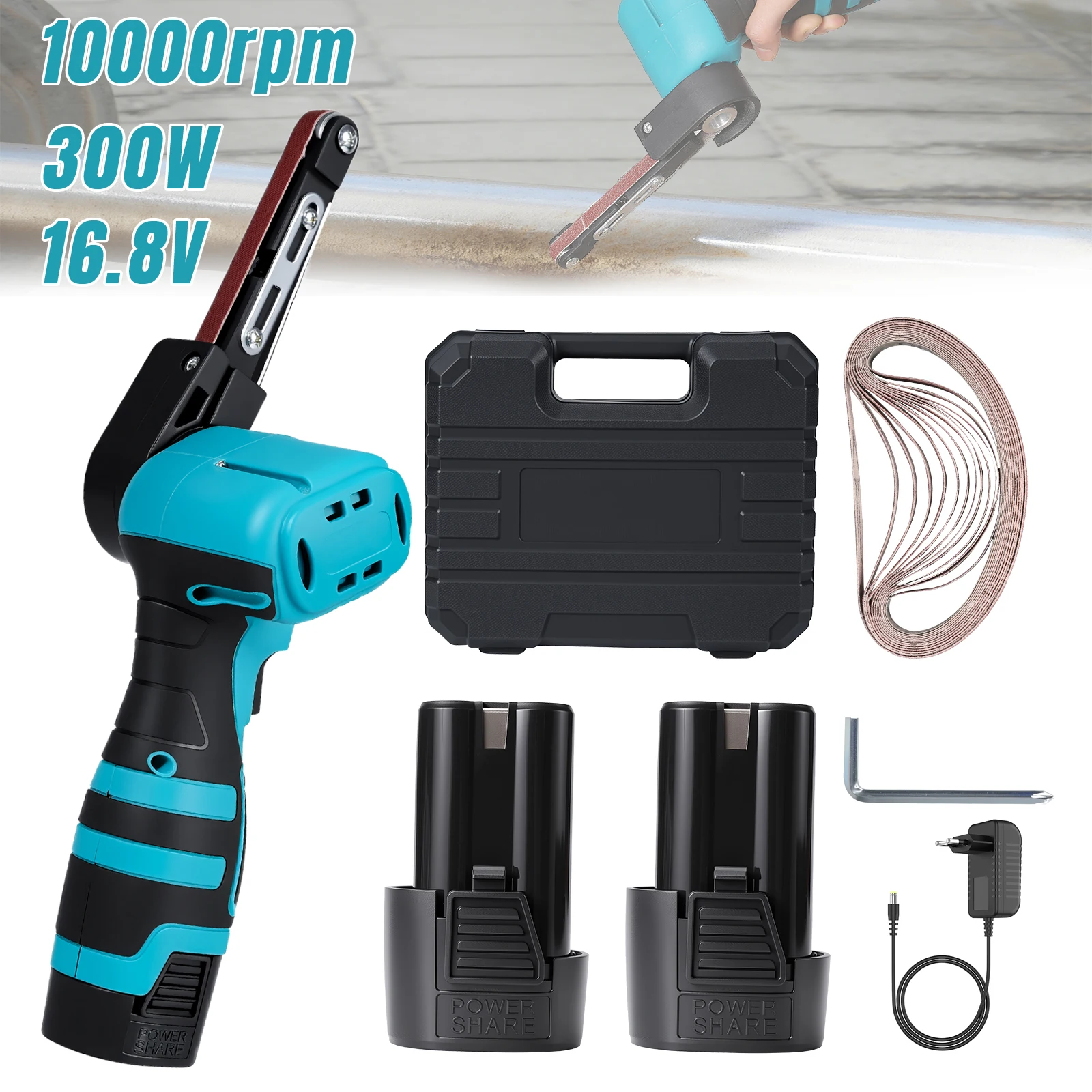 300W 10000 tr/min électrique Mini ponceuse à bande sable meuleuse d'angle outil sans fil ponceuse à bande polisseuse outil électrique pour batterie 16.8V