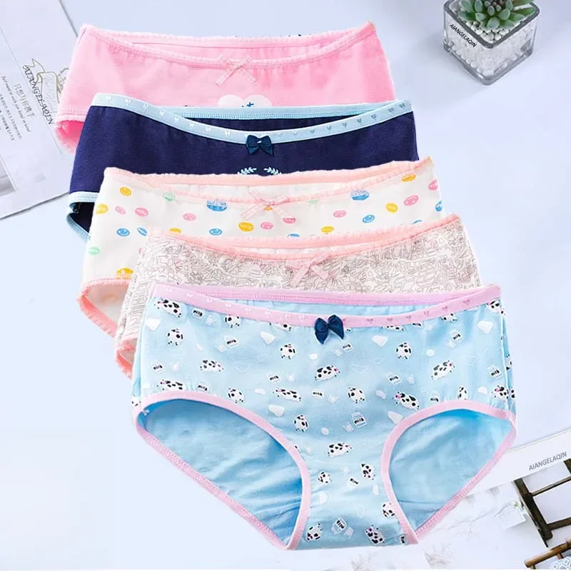 5 szt. Bawełniane Majtki Damskie Plus Size Figi Dziewczęce Calcinha Seksowna Bielizna Damska Majtki z Nadrukiem Kreskówkowym Damskie Majtki — zdjęcie 2