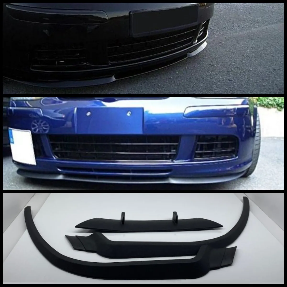 For VW Volkswagen Golf MK5 CUPRA R Front Bumper Lip Universal 3PCs Diffuser Black Bumper Lip Spoiler Body Kit Tuning