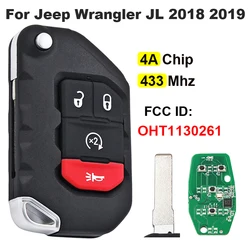 CN086041 chiave per auto remota Aftermarket a 4 pulsanti per Jeep Wrangler JL 2018 2019 433Mhz HITAG AES 4A Chip ID FCC: OHT1130261