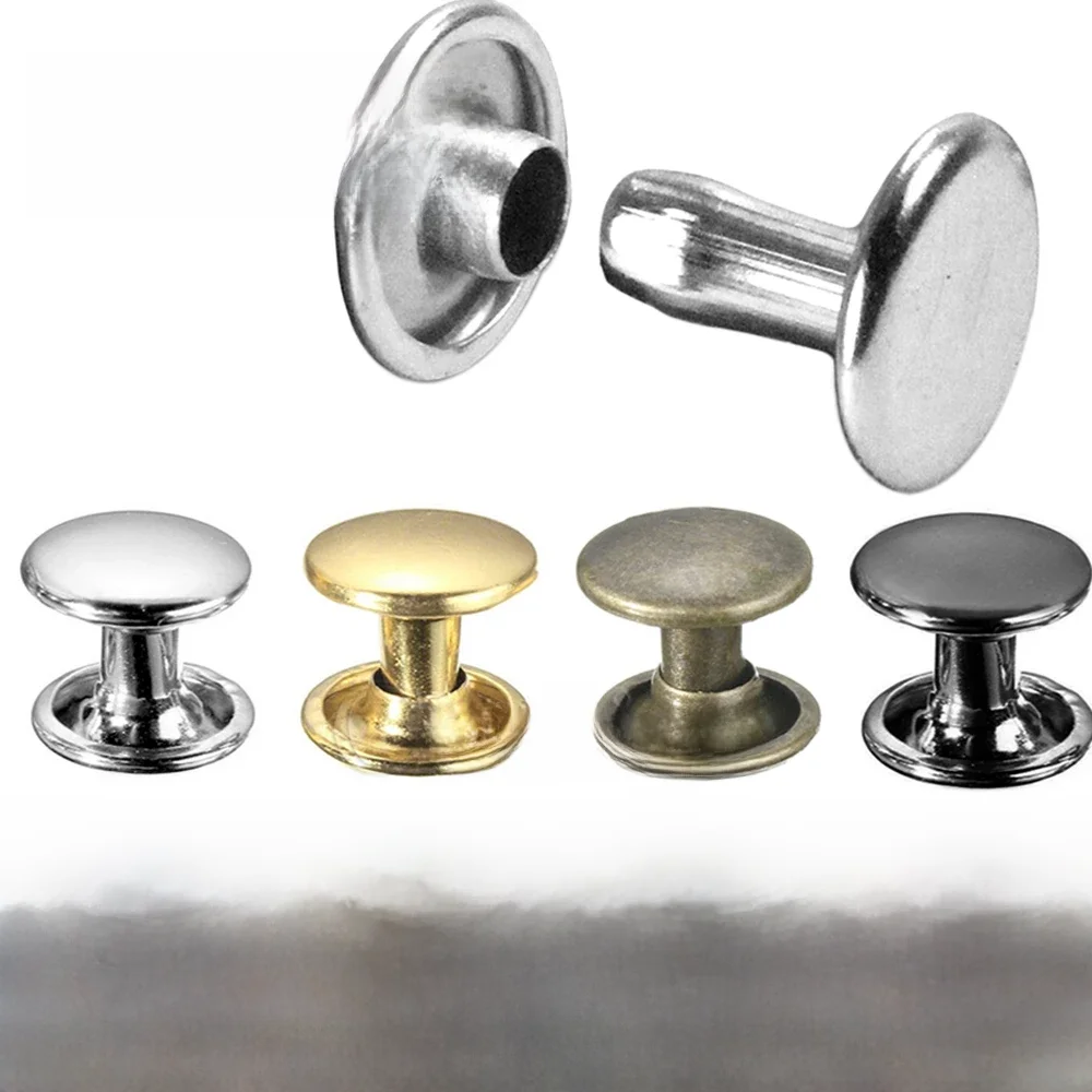 Metal Double Cap Rivet Stud, Round Nailhead Spike, Couro DIY Punk Craft Decor, Saco de roupas,