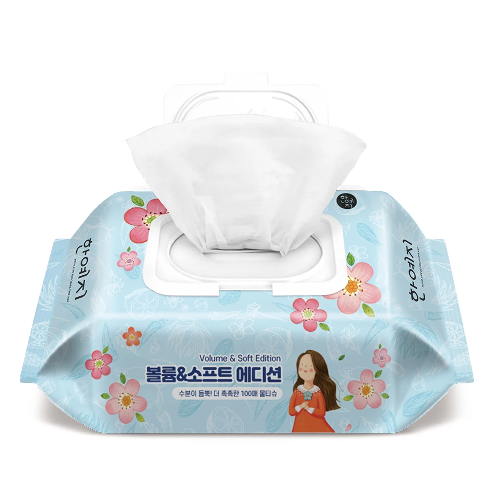 HANYEJI toilet paper tissue wet tissue volume and soft edition wipes 100 each cap type [total 20 packs] HANYEJI toilet paper tissue