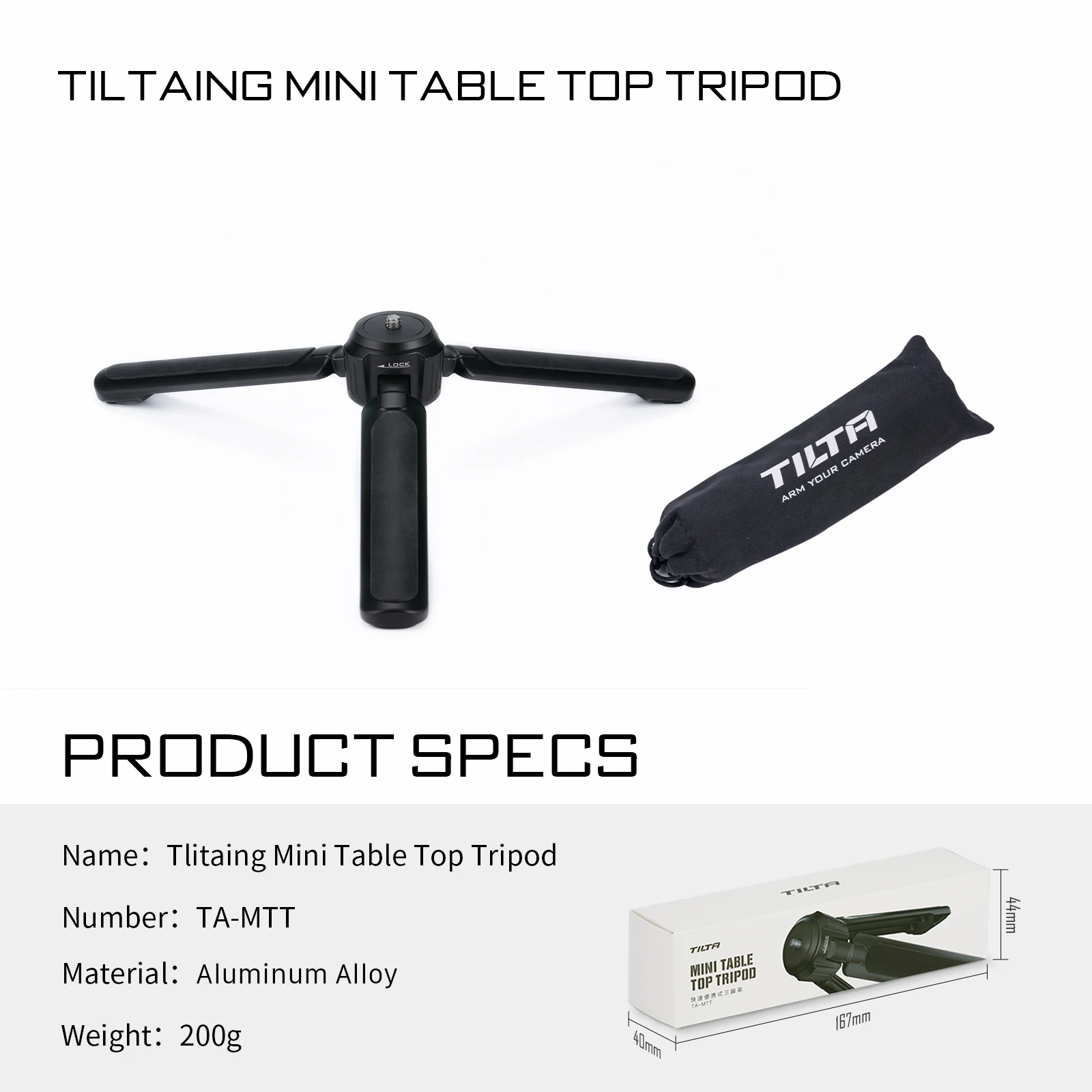 TILTA TA-MTT سطح الطاولة المصغرة ترايبود ل DSLR المدمجة/للهاتف/المحمول ل Gopro كاميرا حوامل
