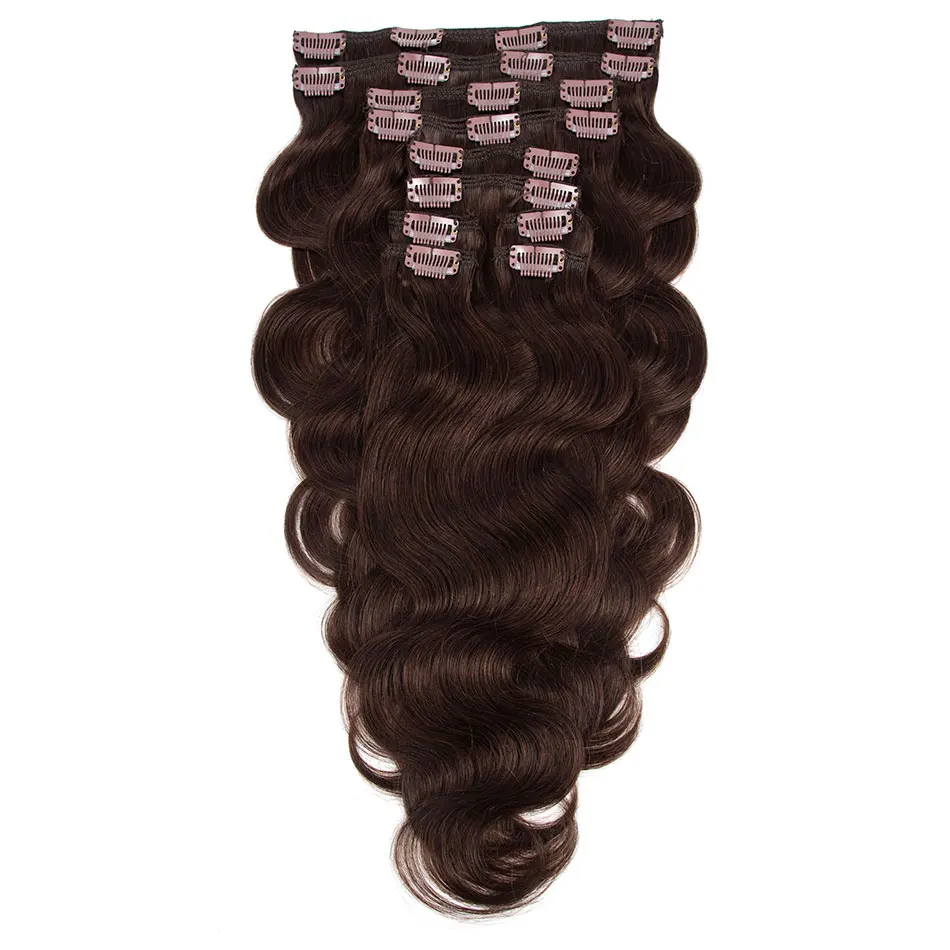 Body Wave Clip in Hair Extensions 100% Real Remy Human Hair Extensions 10 Pcs Body Wave Clip Ins for Women