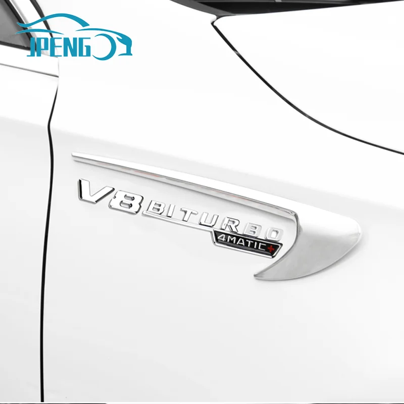 범용 자동차 펜더 엠블럼 배지, V8 BITURBO 4MATIC +, 메르세데스 벤츠 W220 W201 W222 W204 W176 W124 W212 W213 W177 액세서리