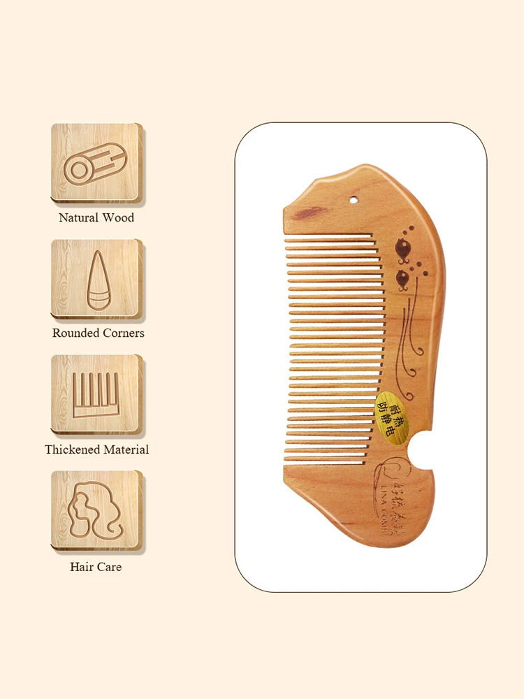 Protable Natural Wood Comb Hair Comb Fine Tooth Brush Anti-Static Hairdressing Hair Scalp Massage Tools Pocket Comb