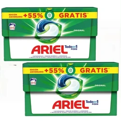 ARIEL Detergente Máquina Líquido Original All in 1 Pods caja 33 cápsulas - PACK de 2 TOTAL 66 Capsulas