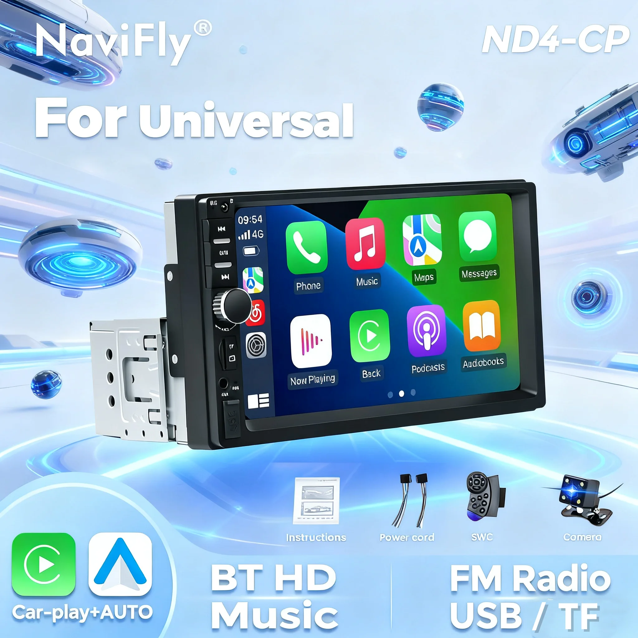 Navifly 7Inch 1 Din MP5 Player Touch Screen Universal Car Radio Multimedia GPS Stereo TF FM Autoradio CarPlay Auto Smart System