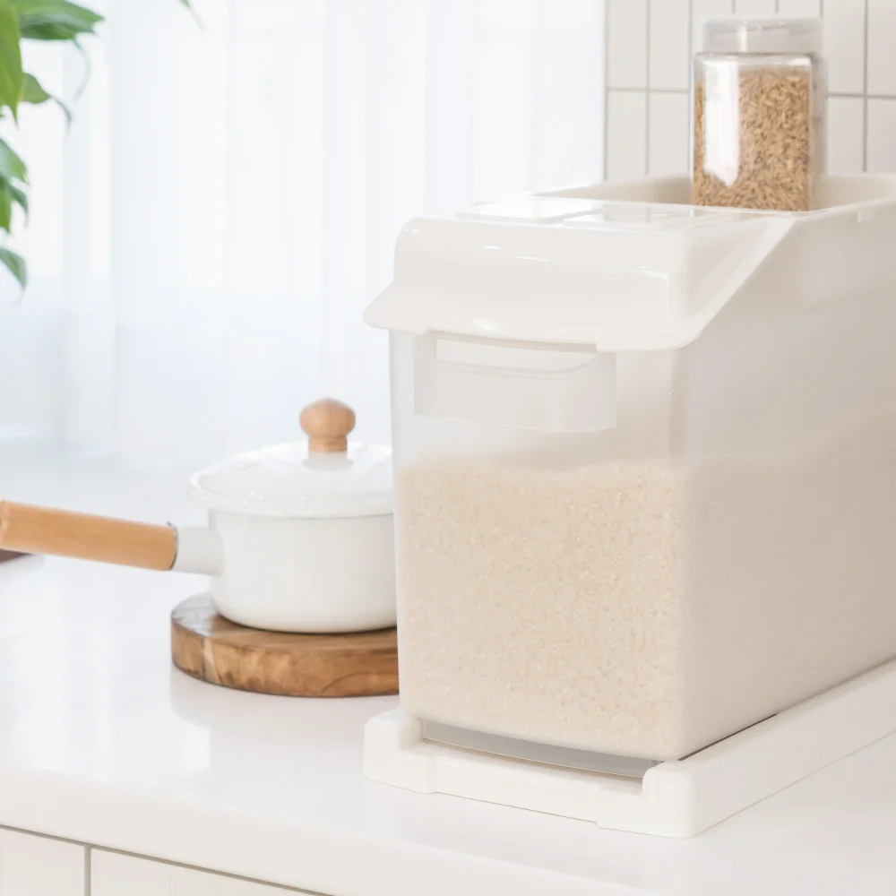 Free Rice Cup! Franco Sliding Rice Container 25kg (Top Storage) rice storage sliding design organization