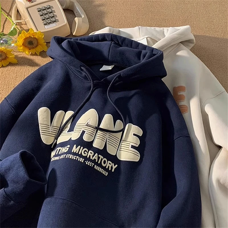 

Y2k Thick Letter Print Hoodies Men Autumn Harajuku Crewneck Hoodie Oversize Hoody Comfortable Tracksuit Vintage Sweatshirt Male
