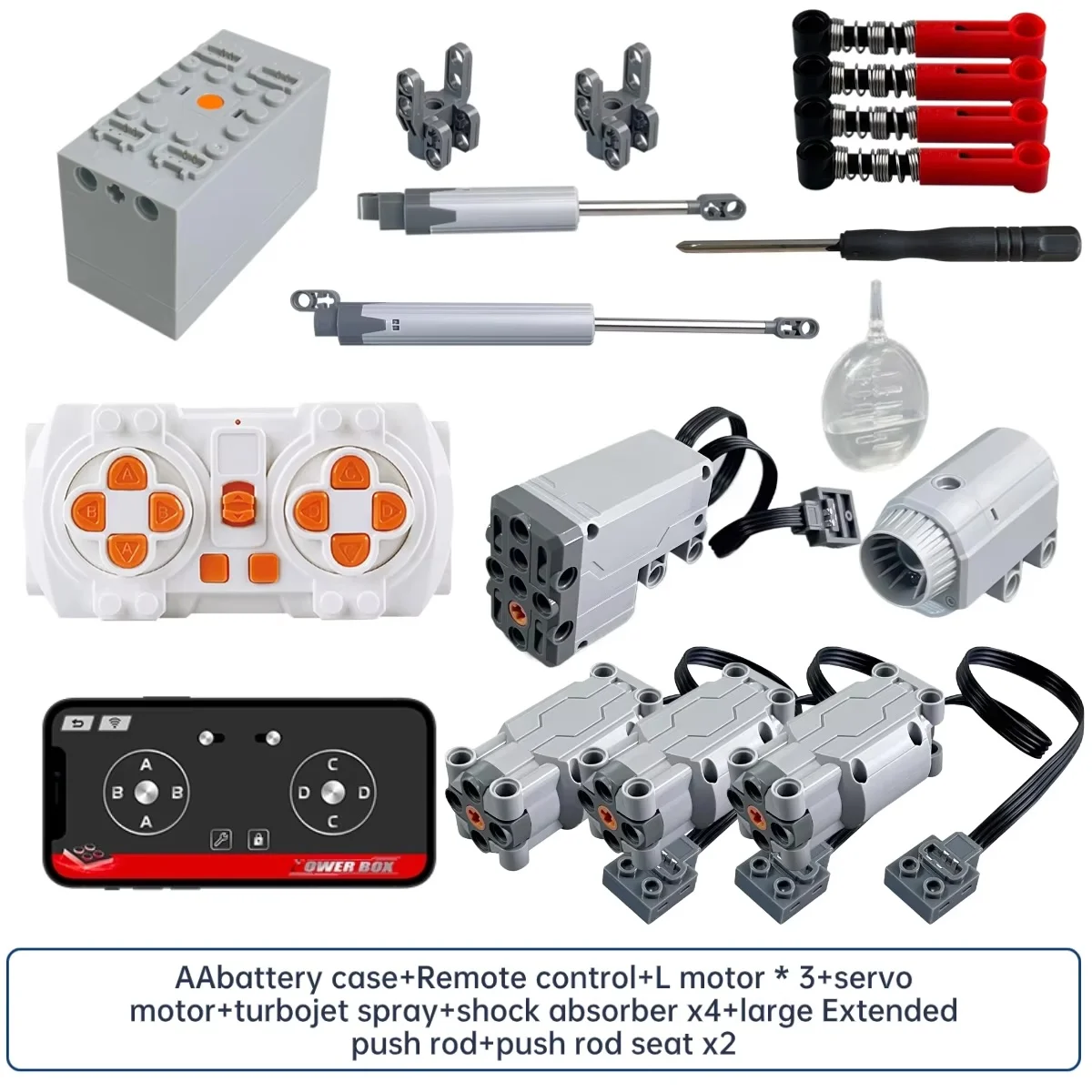 Building Blocks Power Functions Motor Kit, Remote Control Battery Box L Motor Servo Motor Linear Actuator DIY Upgrade Parts