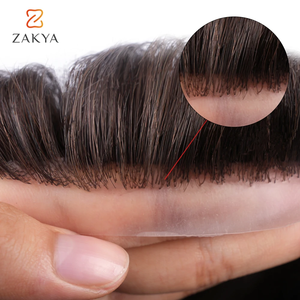 Male Hair Prosthesis Injection Hair Mens Wig Natural Men Toupee Pu Base Human Hair System Replacement Man Hairpiece Zakya