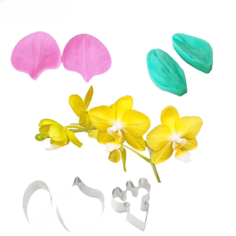 Phalaenopsis Orchid Silicone Mold&Cutter Fondant Mould Baking Chocolate Gumpaste, Sugarcraft, Candy Clay Pastry Cake Mold CS229 — zdjęcie 2