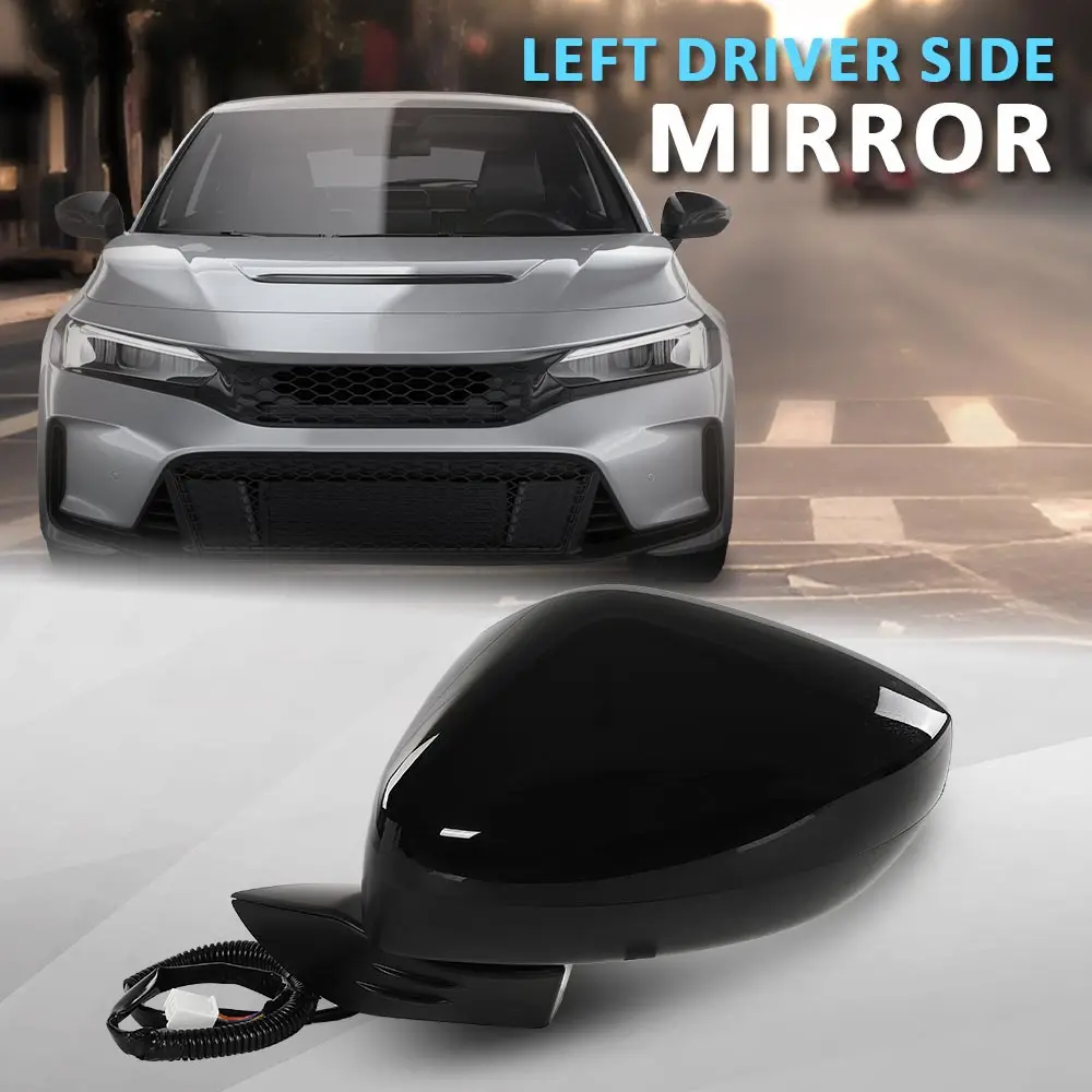 

3-контактное боковое зеркало левого левого водителя, складное вручную, подходит для Honda Civic 2022-2024 76258T20A01-Pfm, черное стеклянное дверное зеркало из АБС-пластика