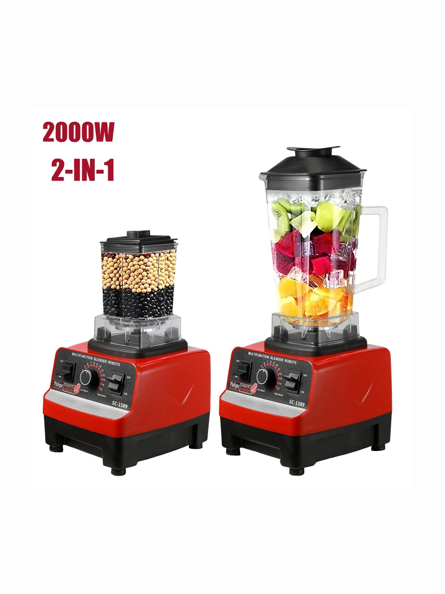 2000 W robuster kommerzieller Mixer, stationärer Mixer, Küchenmaschine, Eis-Smoothies für die Küche, Hochleistungs-Entsafter, Mixer, BPA-frei