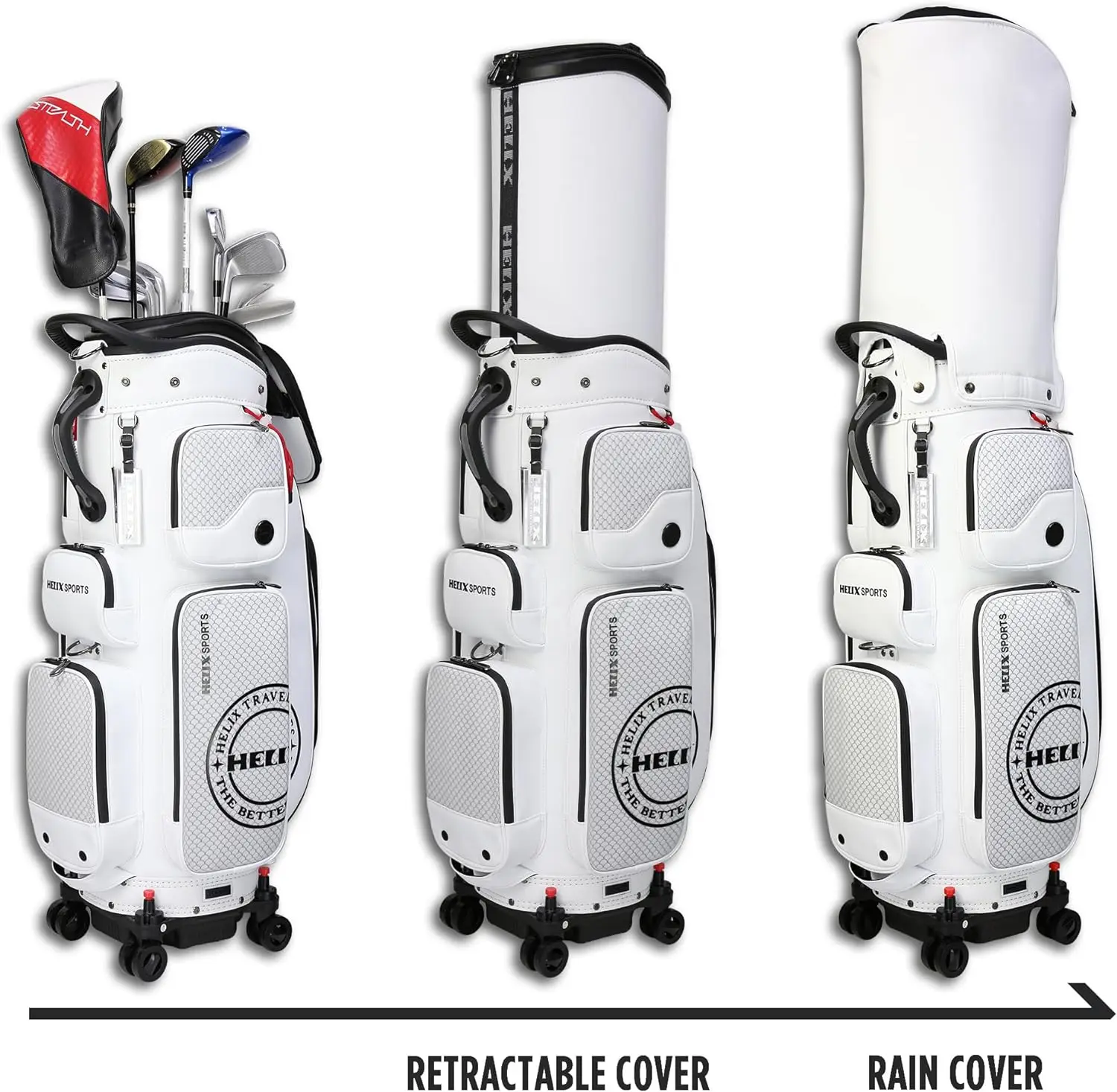 HELIX All-in-one Golf Bag Men with 4 Wheels Easy to Clean