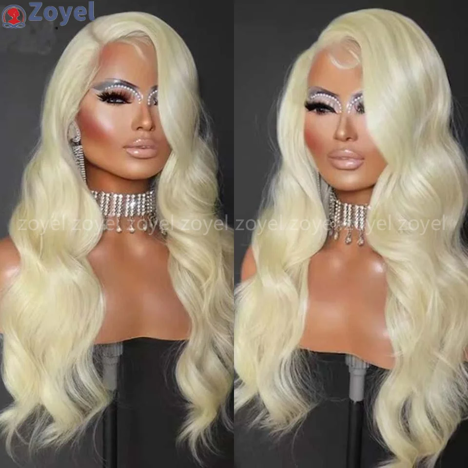 

613 Blonde Lace Front Wig Long Body Wave Synthetic Hair Golded Blonde Wigs13x4 Glueless Daily Waer Heat Resistant Fiber Hai