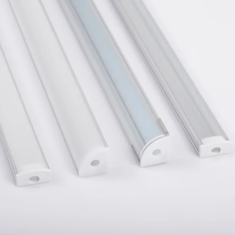 Canal en aluminium LED de 0.5M pour bande LED 3528 5050, support de réservoir en forme de U/V, couvercle blanc lait/couvercle transparent, profil en aluminium LED