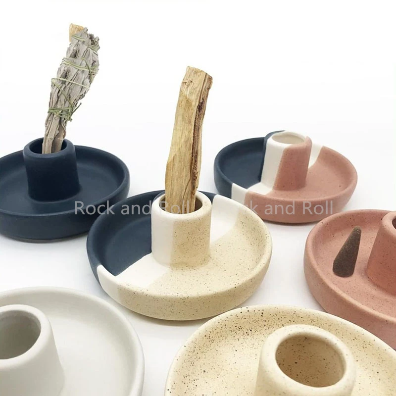 Silicone Mold Concrete Candle Holder Making Round Tray Home Aesthetics Rod Wax Holder Gypsum Cement Mold DIY Forms