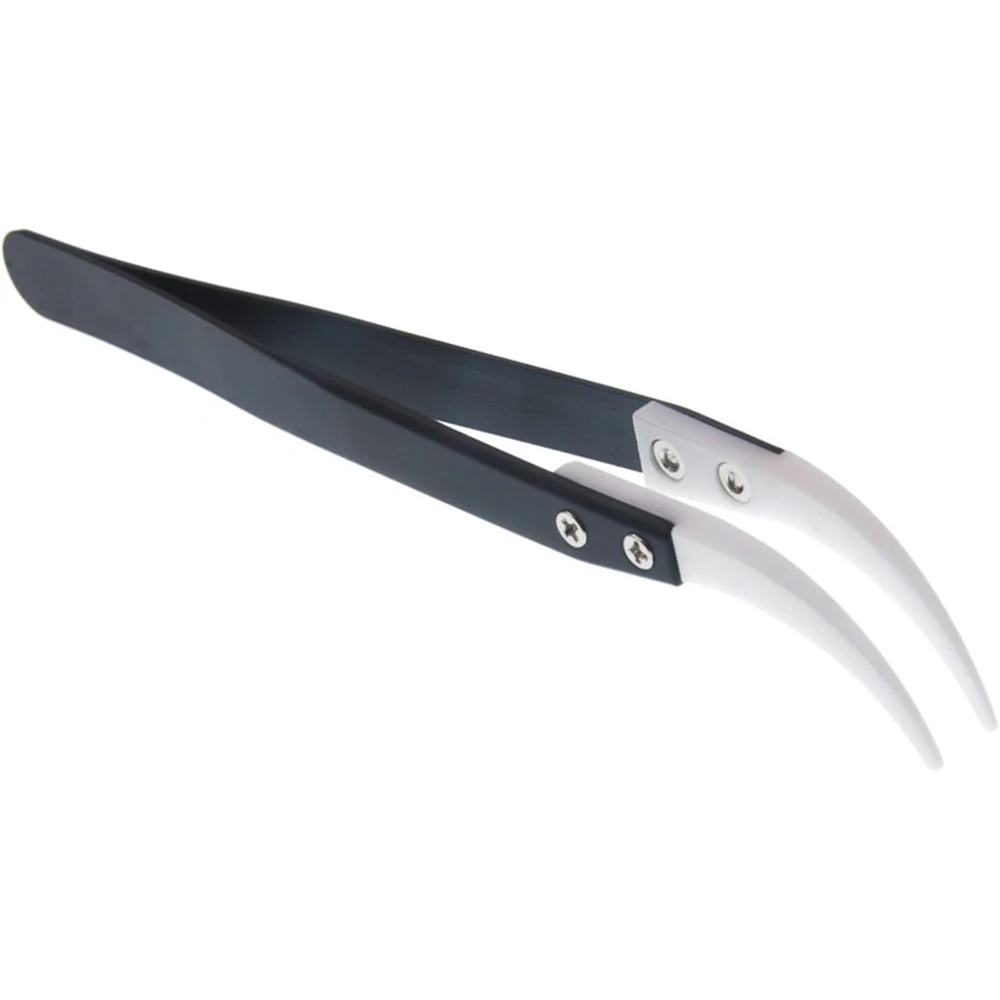 1PC Anti-Static Ceramic Tweezers Stainless Steel Industrial Ceramic Tweezers Insulated Straight/Curved Tip Tweezers image 3