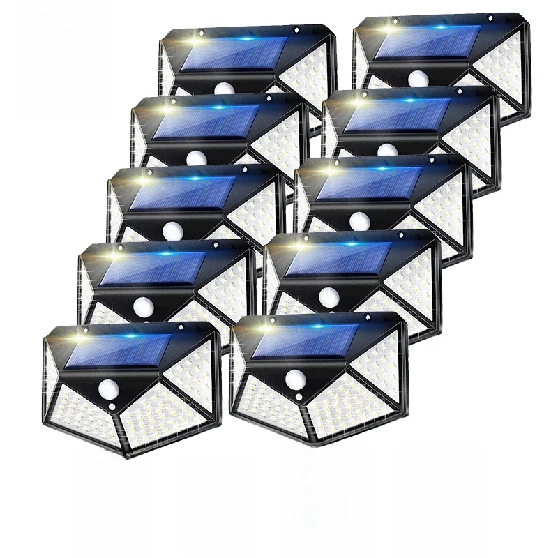 100 LED Solar Lights Outdoor Wall Lamp 3 Modes 270° Lighting Angle IP65 Waterproof Motion Sensor Security Lights Wireless Lights