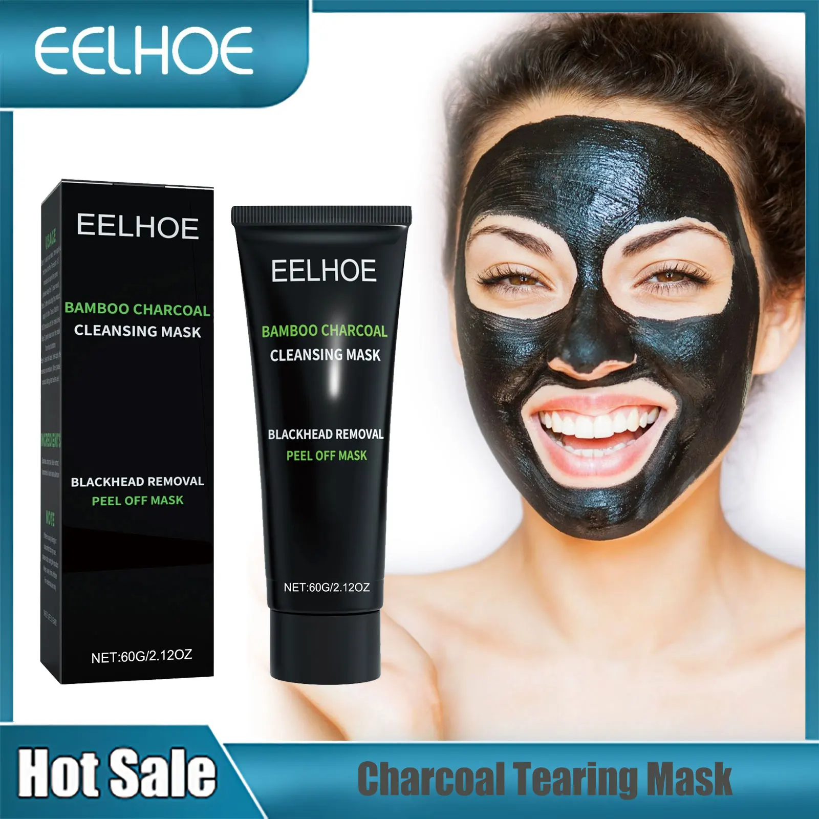 Charcoal Face Peel off Mask Nose Cleaners Mask Cleansing Face Acne Blackhead Removal Cream Oil Control Tearing Mask Remover 60g