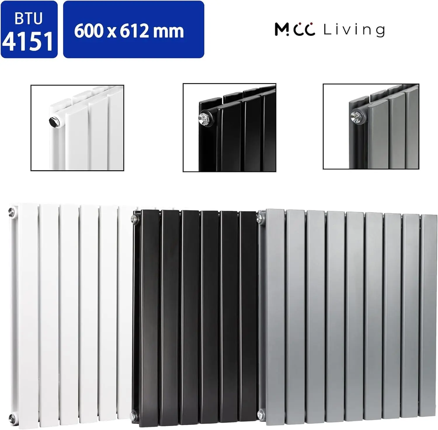 mcc direct Radiator Horizontal Vertical Designer Flat Panel Central Heating Radiator 600x612mm Double