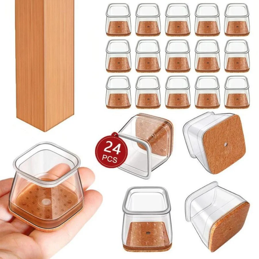 

12/24Pcs Round Chair Leg Protector Silicone, Chair Leg Pads, Furniture Leg Protector, Non Slip Reduce Noise