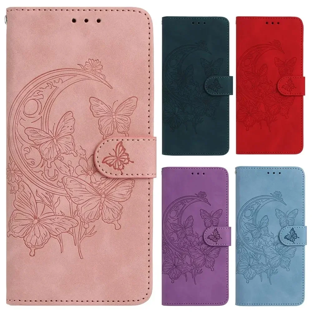 Coque de téléphone en cuir pour Samsung Galaxy A56 A36 A26 A16 A06 A55 A35 A25 A15 A54 A34 A24 A14 M16 A05 M06, étui à rabat papillon