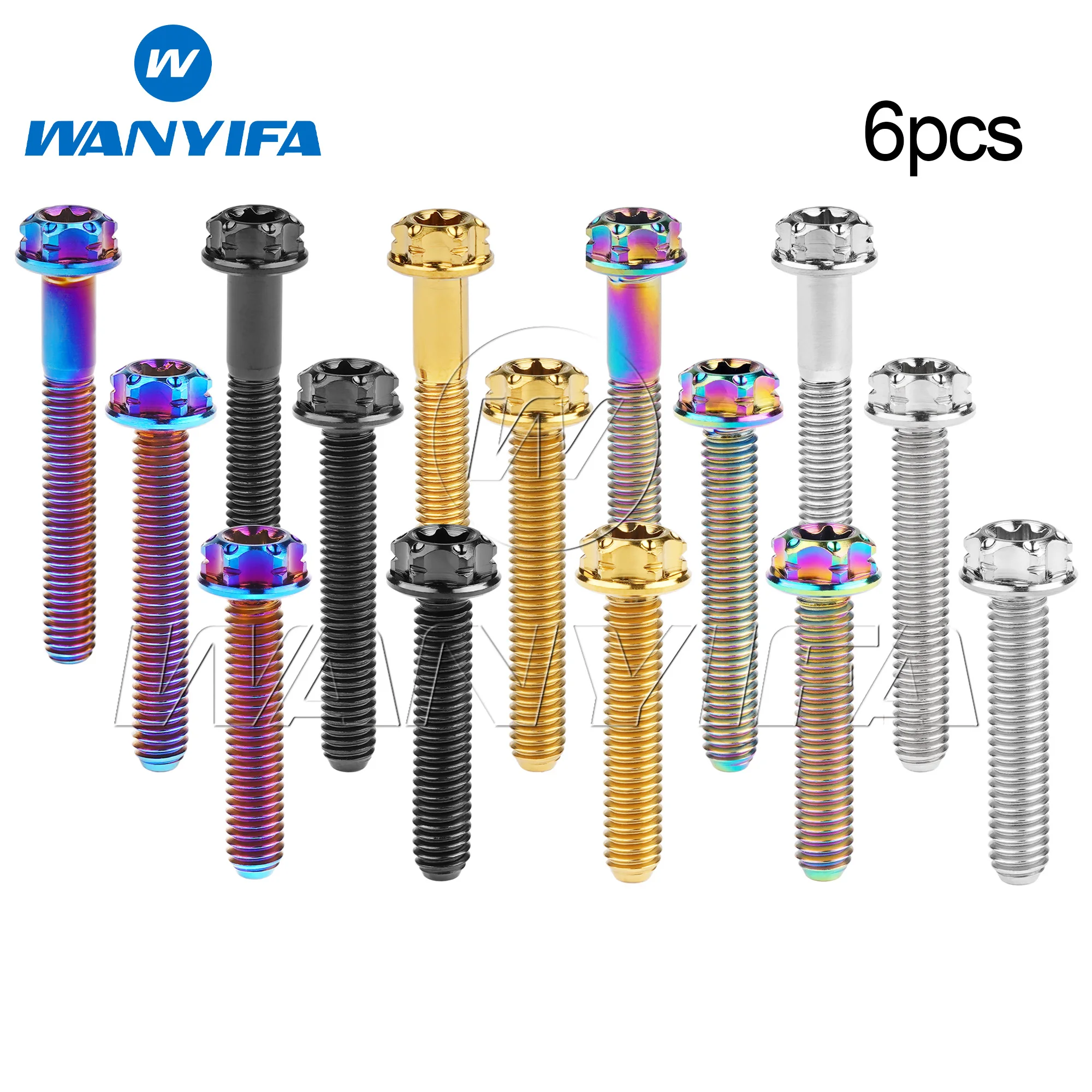 

Wanyifa 6pcs Titanium Bolt M4x10 15 20 25 30mm Flange Torx Head with 'W' Logo Screws Ti Fasteners for Bike Motorcycle Car