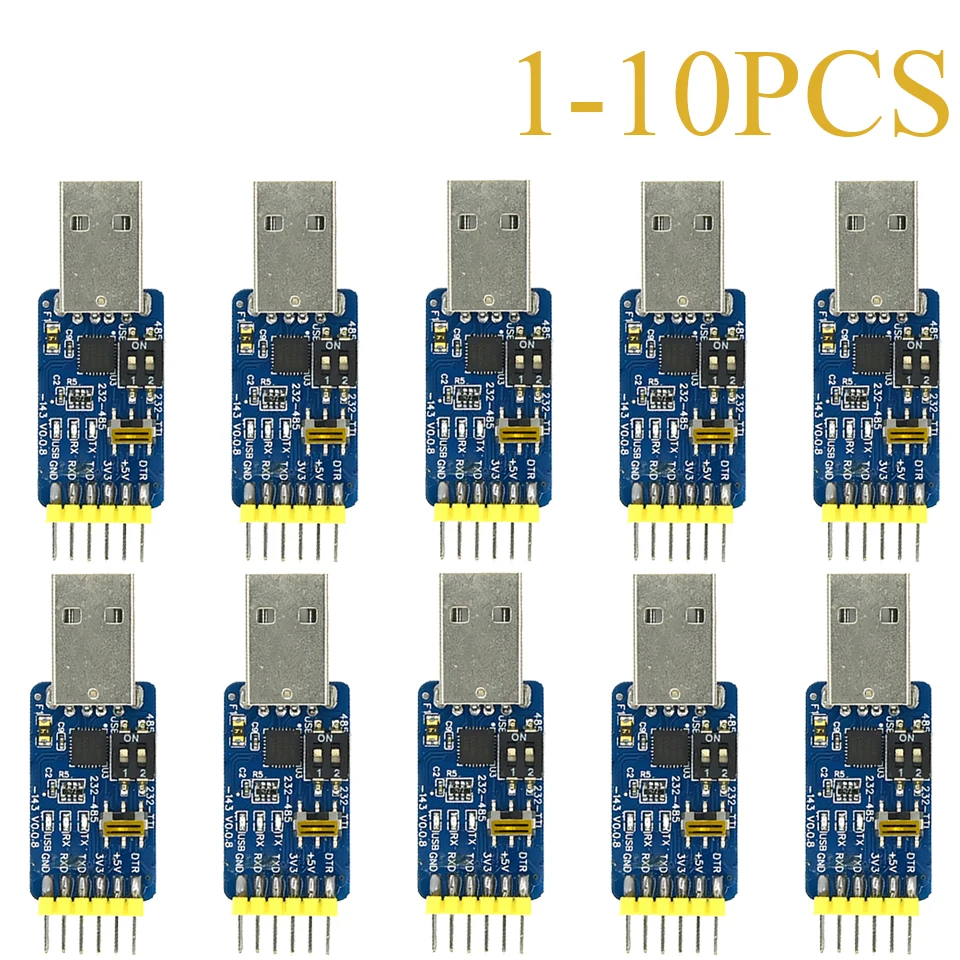 1-10PCS CP2102 USB-UART Adaptador serie multifuncional 6 en 1 (USB-TTL/RS485/232,TTL-RS232/485,232 a 485) para Arduino