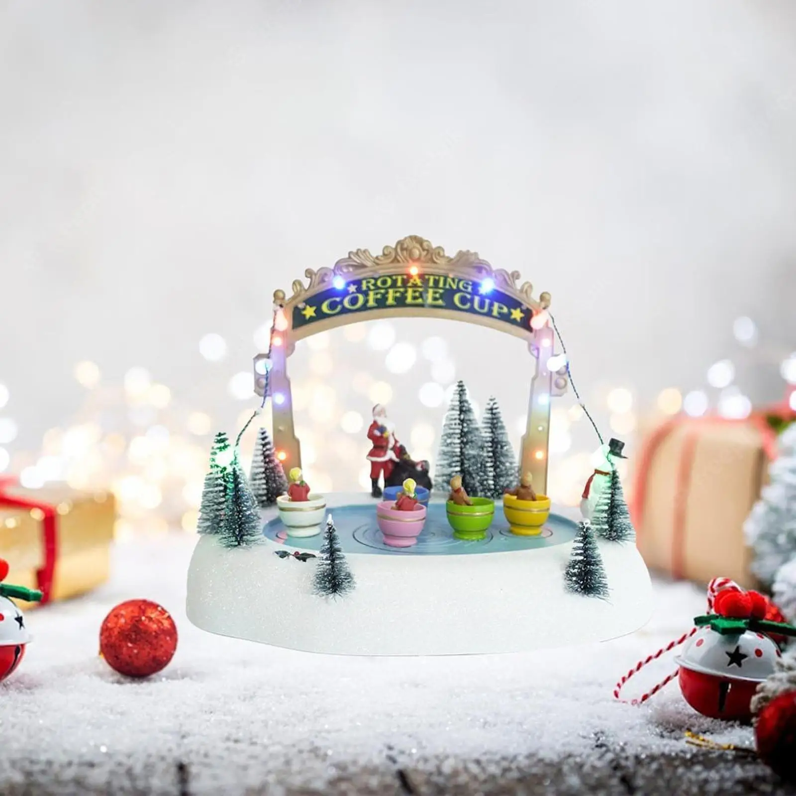 Christmas Music Box Christmas Gifts Rotate Coffee Cup Christmas Figurine Tabletop Ornament for Baby Girls Daughter Grandma Wife