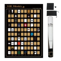 100 Movies Scratch Off Poster - Top Films Of All Time Bucket List (16.5