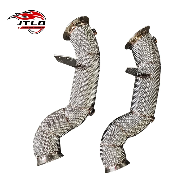 JTLD Stainless Steel Turbo Catless Exhaust Downpipe with Heat Shield for Mercedes Benz W205 C200 C250 C300 Left-hand Drive - Image 2