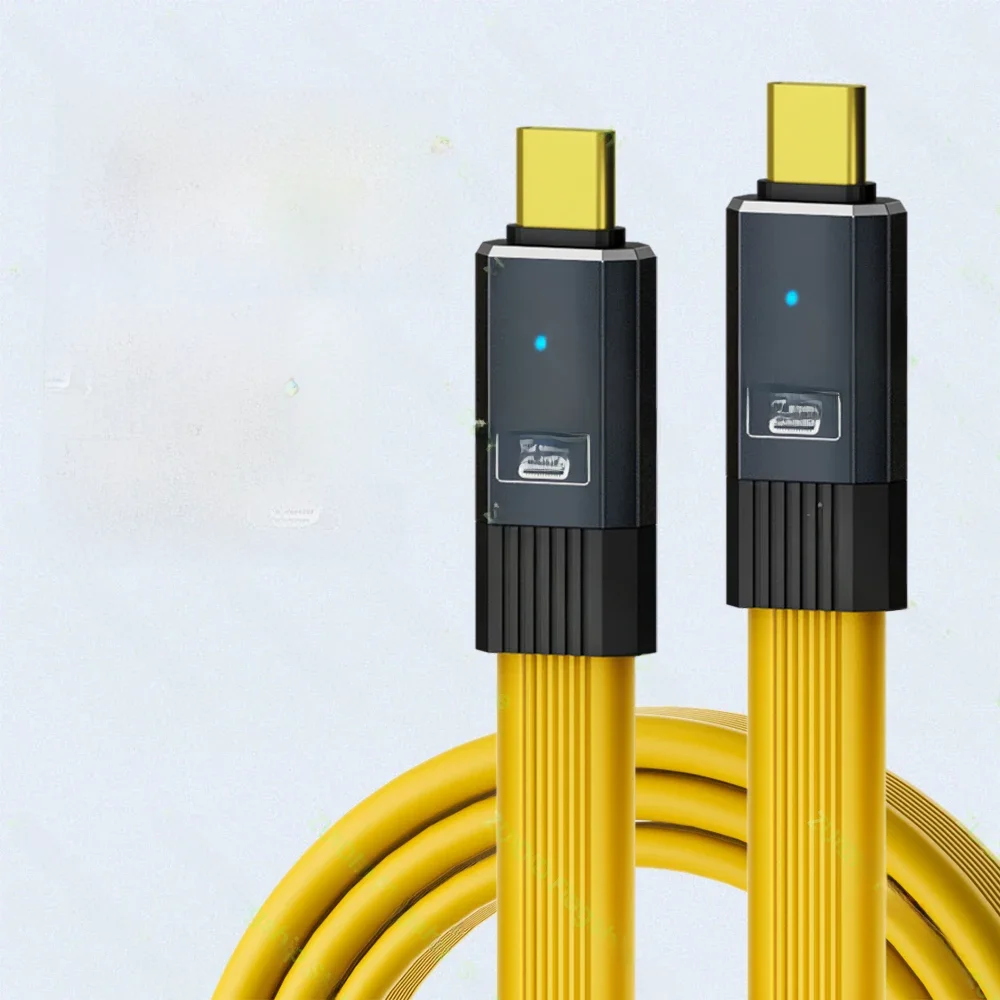Tipo C para Tipo C Cabo de Dados Flat, ThunderBolt 3, USB-C Cabo para iPhone 15 Pro, MacBook Pro,