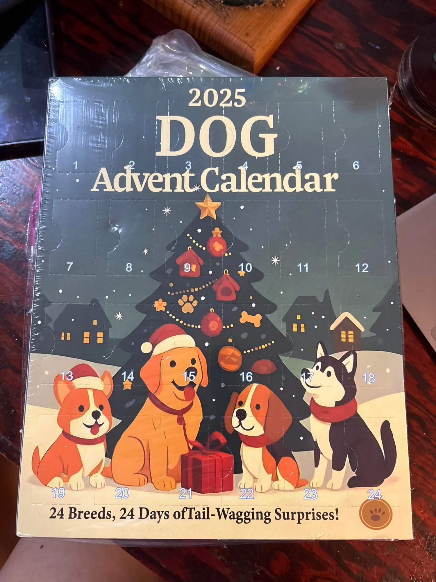 New 2D Dog Advent Calendar Reusable 24 Pieces Christmas Countdown Calendar with Breed Ornaments Dog Decorations Families Gift photo review