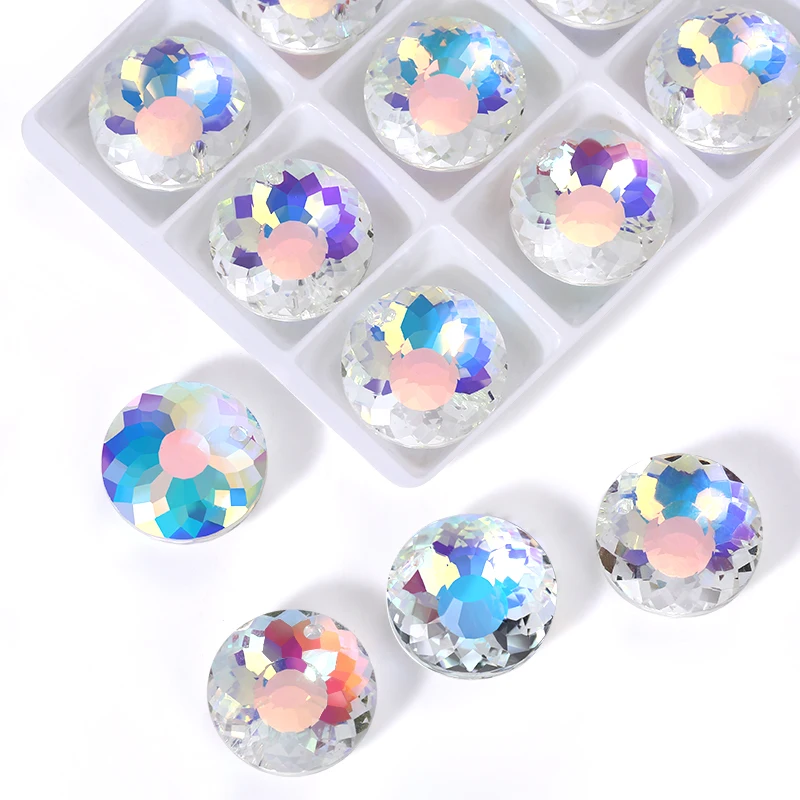 9Pcs Crystal Bird's nest Pendant Round Glass Austria Loose Beads Charms Rhinestone for DIY Earring Necklace Craft Jewelry Making