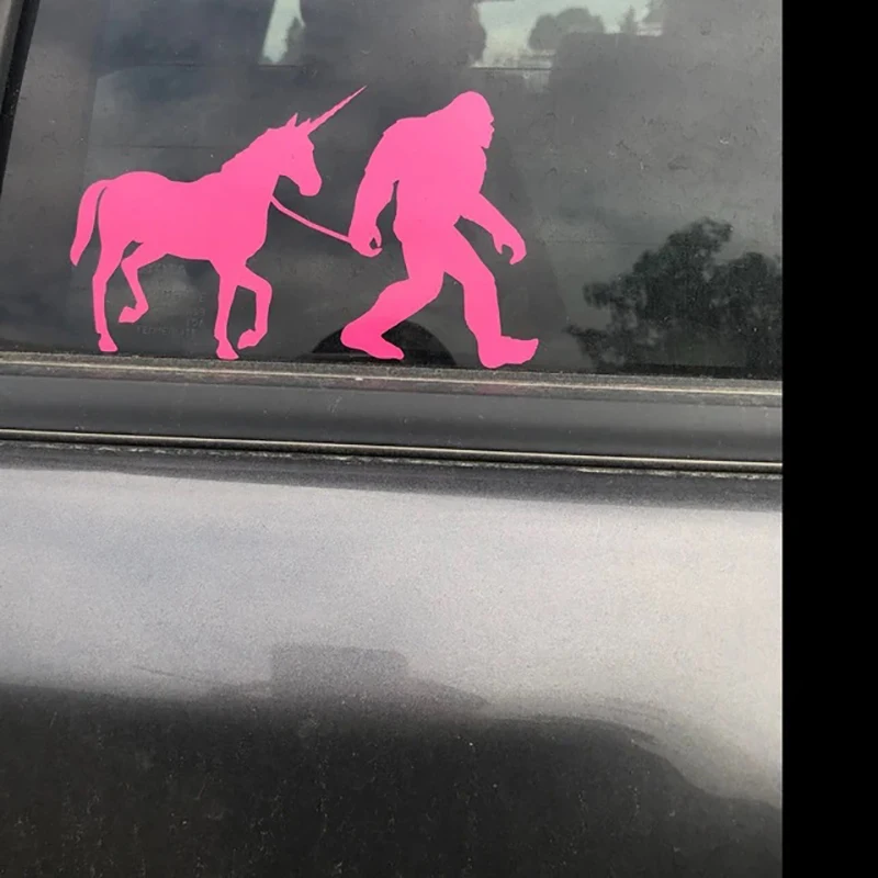 Bigfoot Leading Unicorn Funny Stickers Car Styling Bumpers Windows Body Decor Decals Film Accessories Exterior Parts