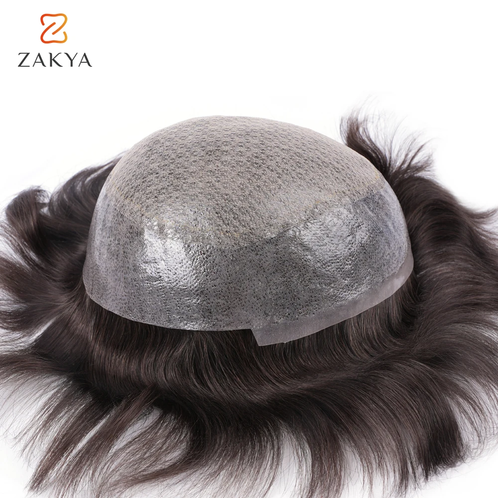 Male Hair Prosthesis Injection Hair Mens Wig Natural Men Toupee Pu Base Human Hair System Replacement Man Hairpiece Zakya