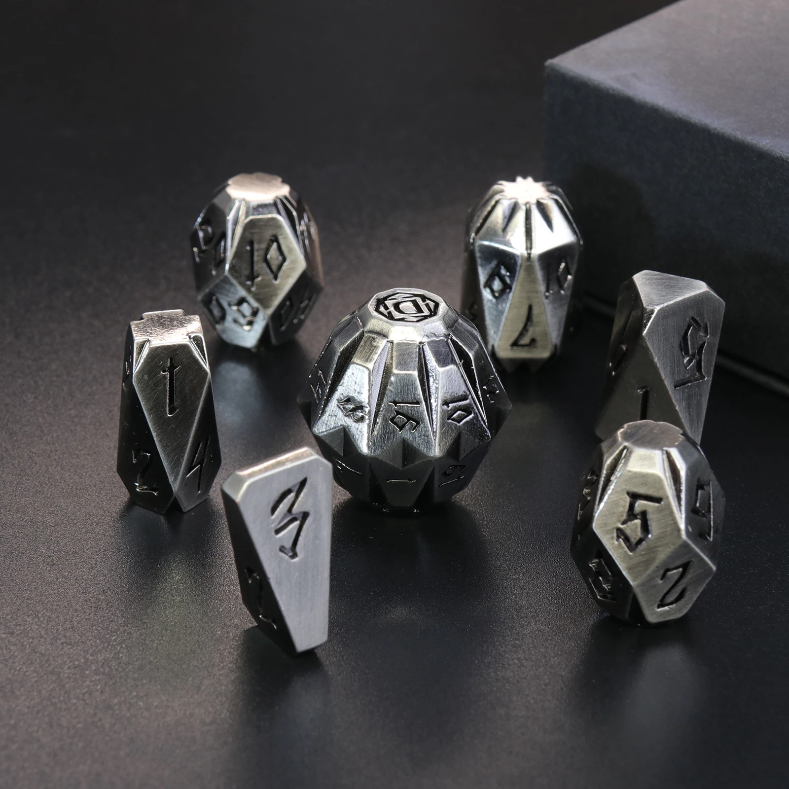 7PCS D&D Dice Metal Dice Set , Unique Cool Stonehenge Theme Polyhedral Dice Set with Box for DND Role Playing Games