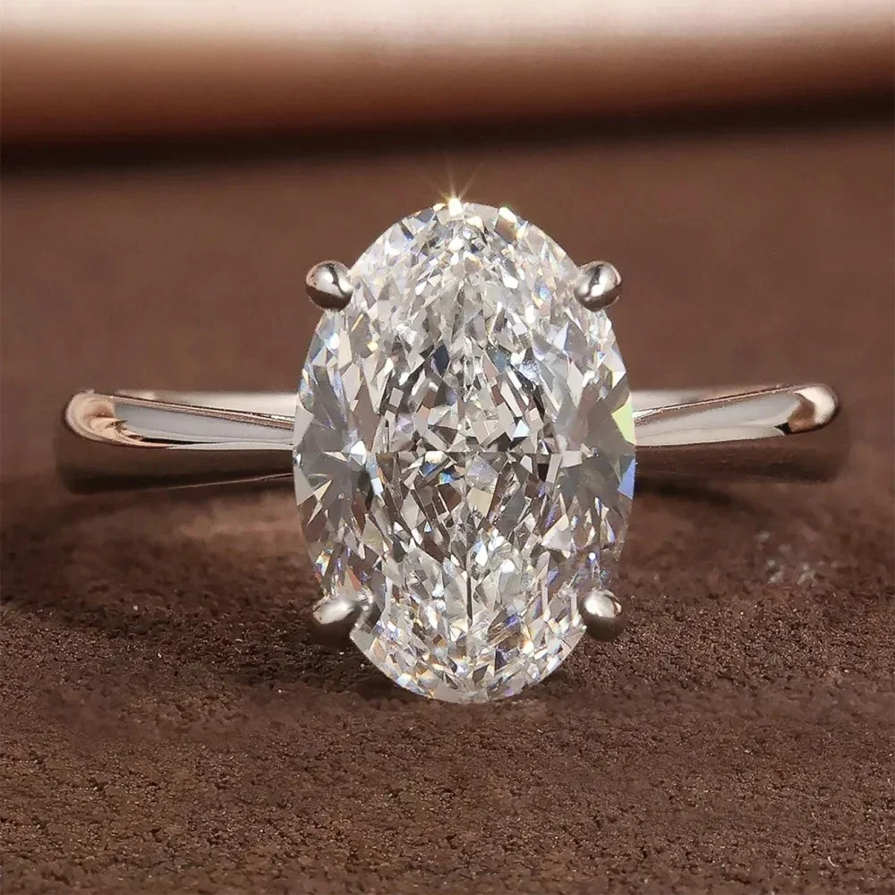 1-4CT owalne pierścionki Moissanite dla kobiet musujące diamenty 925 srebro zaręczynowy obrączka biżuteria z certyfikatem — zdjęcie 2
