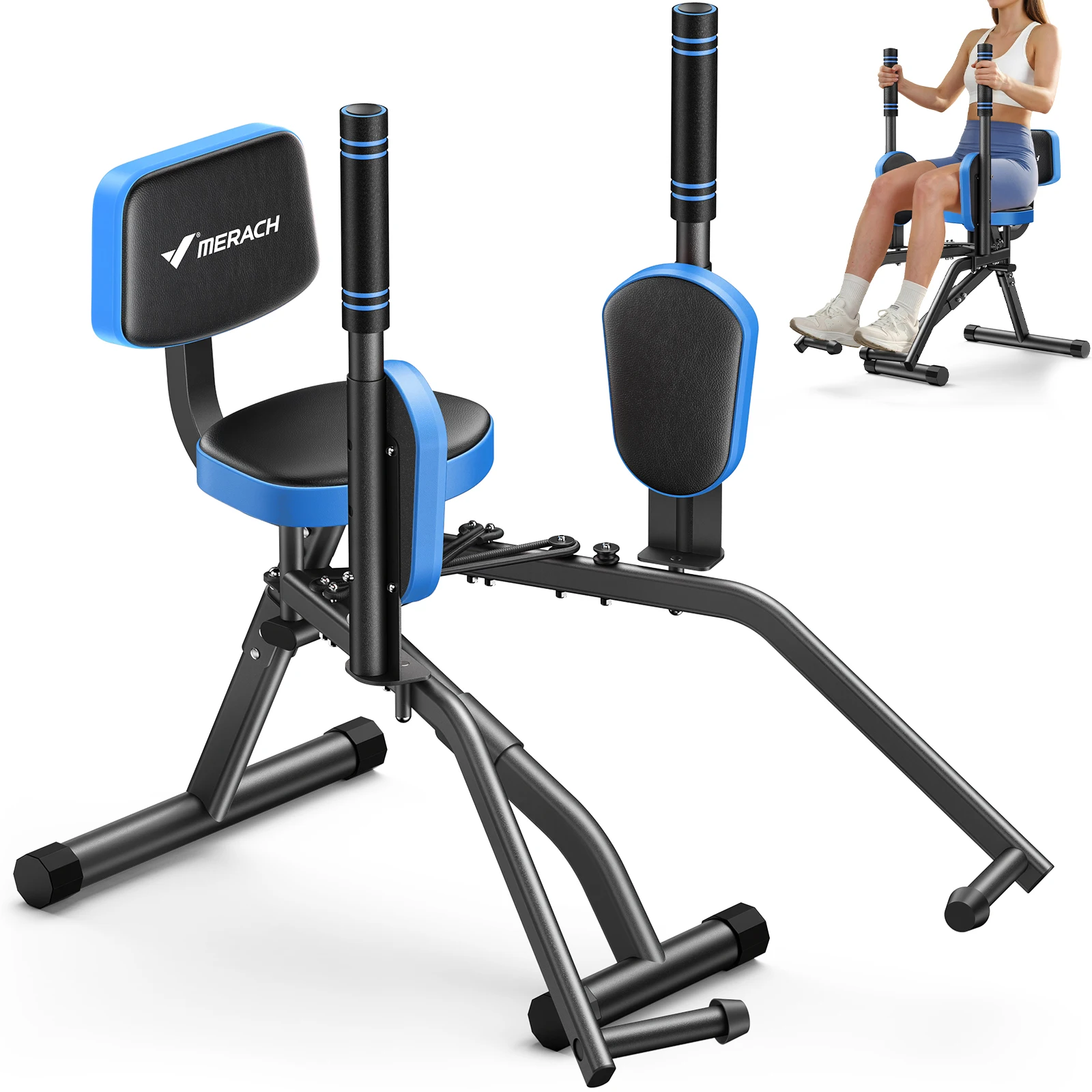 MERACH Hip Abductor Butt Toning Leg Adductor Trainer Machine Adjustable Resistance Glute & Inner Thigh Workout Equipment for Home Gym Leg Workout and Booty Builder with Bands and Dual Foot Bar 360° Rotating Leg Pads for Women/Sedentary/Postpartum Recovery view 8