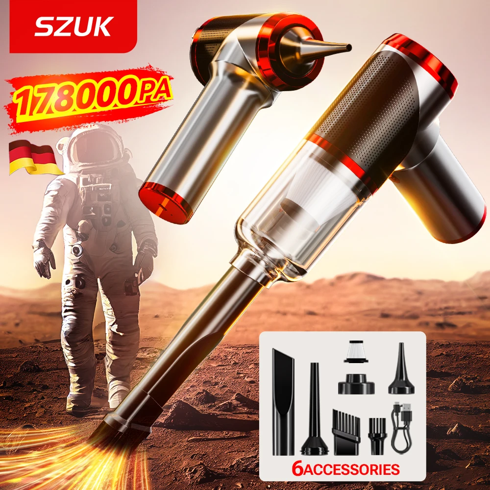 

SZUK 178000Pa Mini Car Vacuum Cleaner Powerful Handheld Cleaning Machine Strong Suction Portable Wireless Vacuum Cleaner for Car