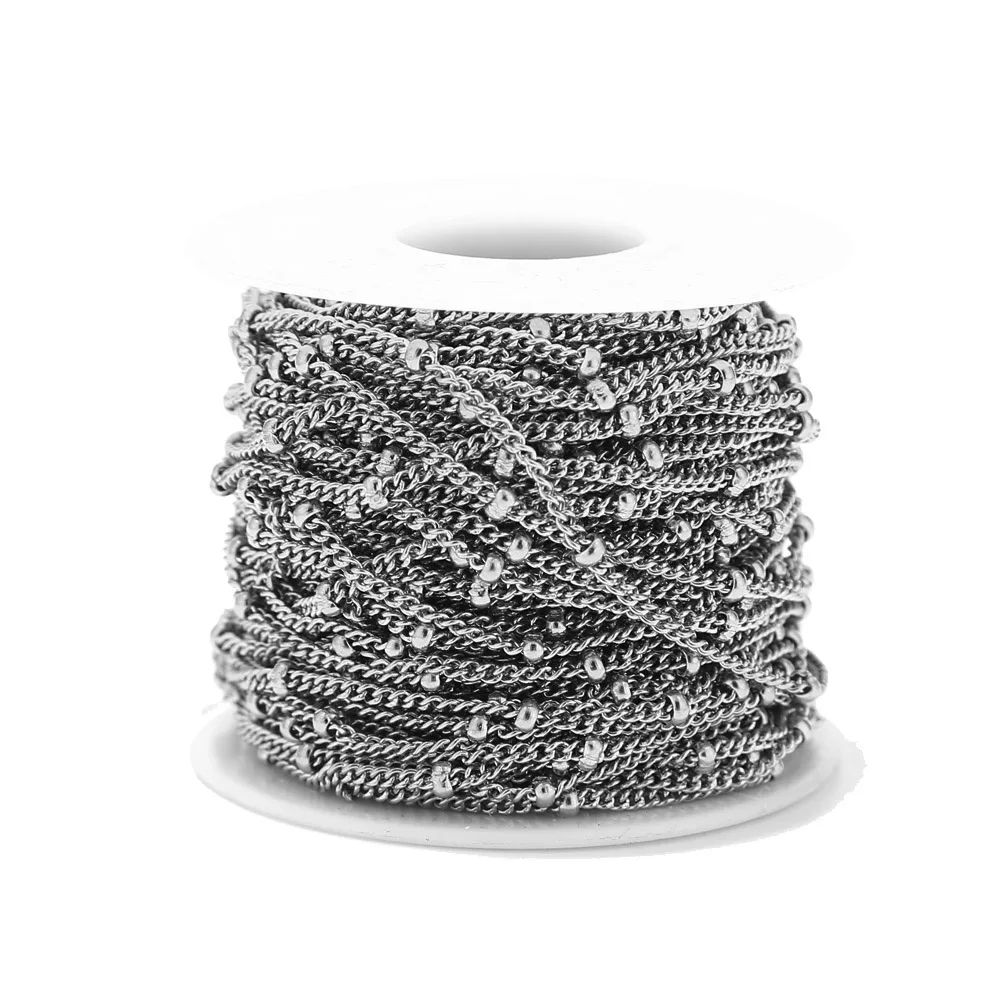 10 meter Bulk Fancy Rvs Satelliet Ketting Anti Aanslag Bead Ball Kabel Ketting voor Ketting Choker Enkelband Maken