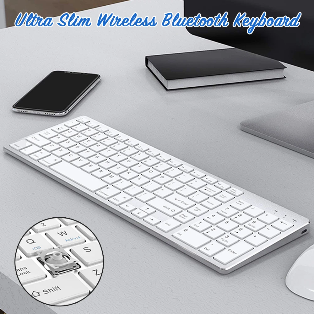 

Ultra Slim Wireless Bluetooth Keyboard Compatible with For Mac OS/iOS/iPad OS Rechargeable Keyboard for MacBook