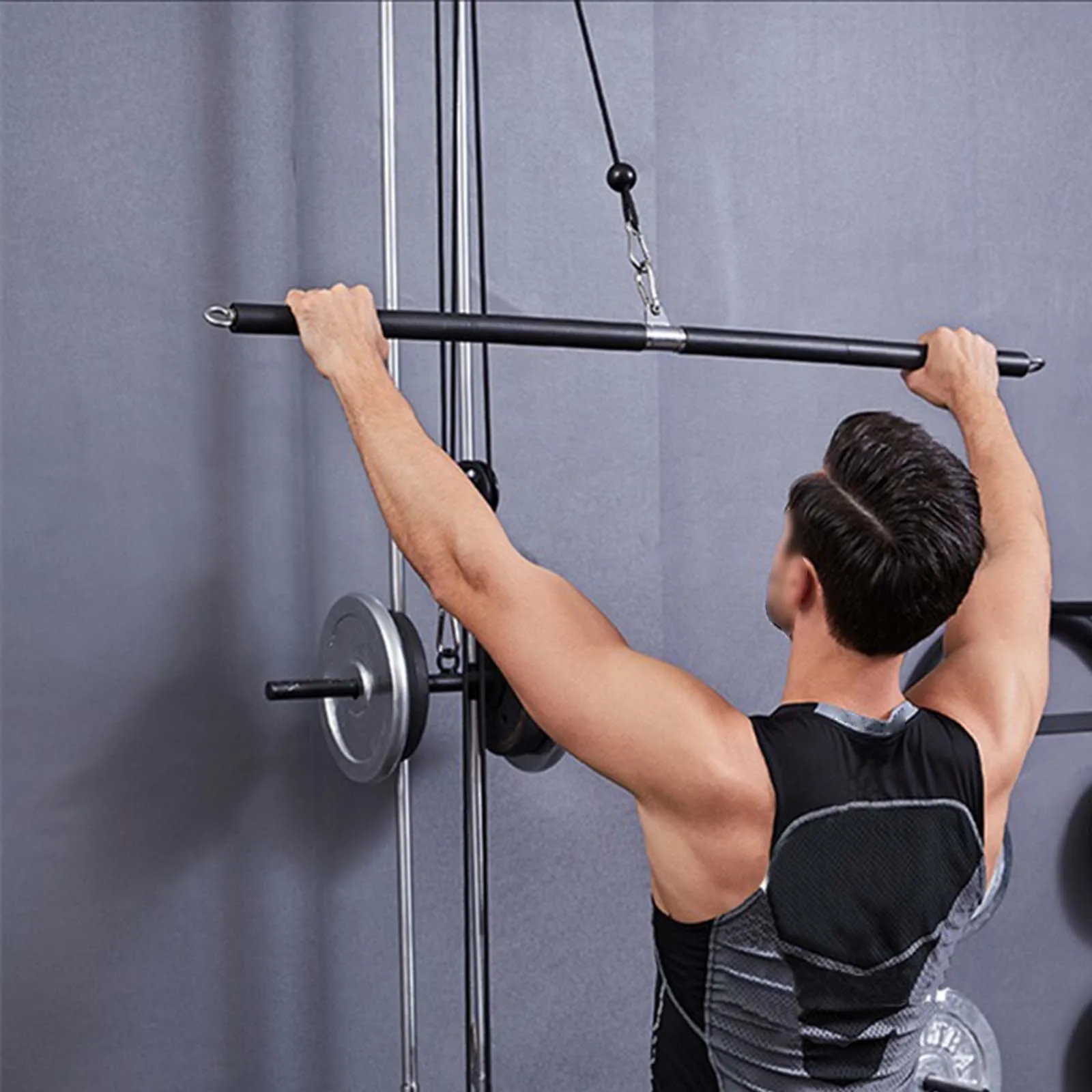 

LAT Pulldown Bar из нержавеющей стали, регулируемое оборудование для упражнений для наращивания мышц спины, рук, фитнеса, домашнего бицепса