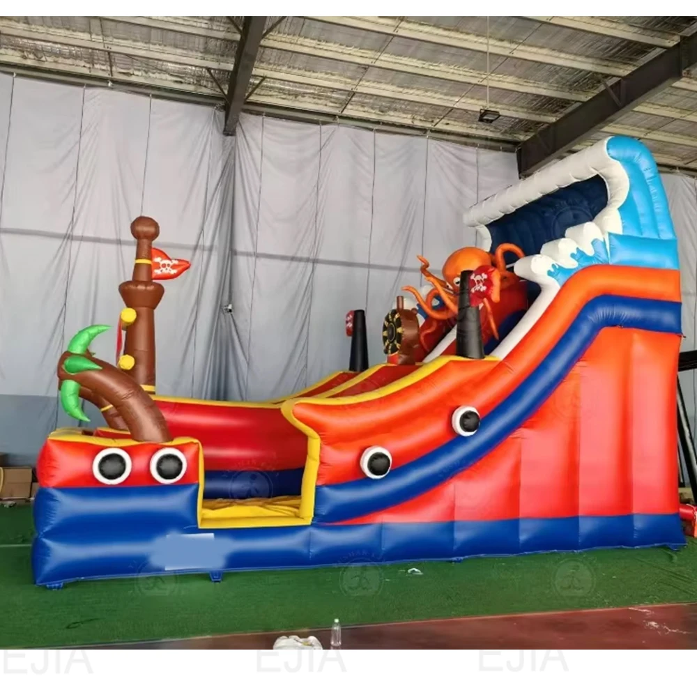 Giant Pirate Octopus opblaasbare glijbaan springhuis waterglijbaan voor kinderen en volwassenen (met ventilator), buiten en binnen nat en droog combo