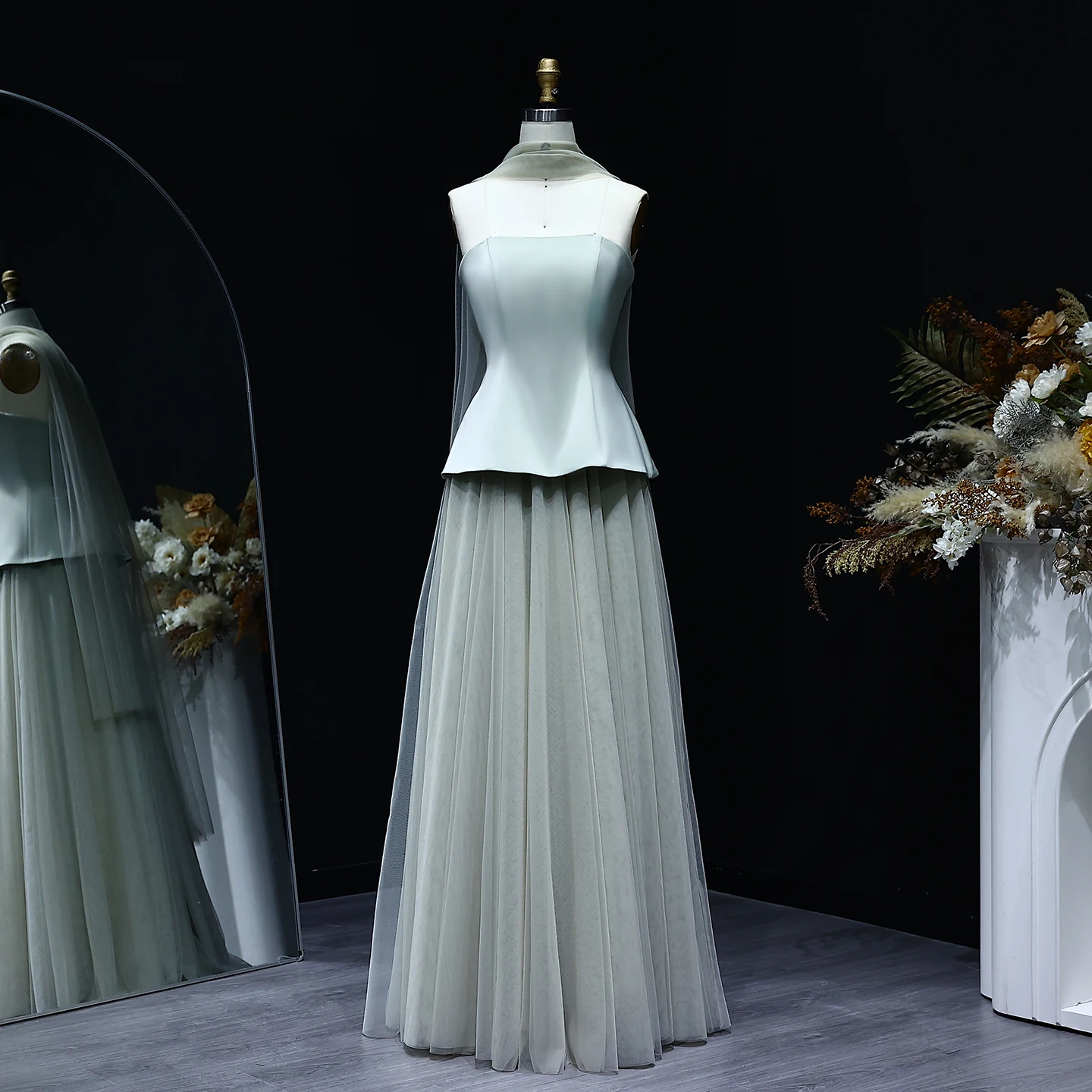 샤론 사이드 우아한 두바이 이브닝 원피스, 스트랩리스 스카프, 여성용 아랍어 웨딩 원피스 가운, SF130 맞춤형 화이트