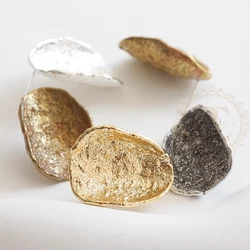 DIY Supply-2 Pieces (One Pair) Solid Brass Earring Finding with Sterling Silver Pin-Textured Irregular 30.3x23mm (4884C-H)84C-G)