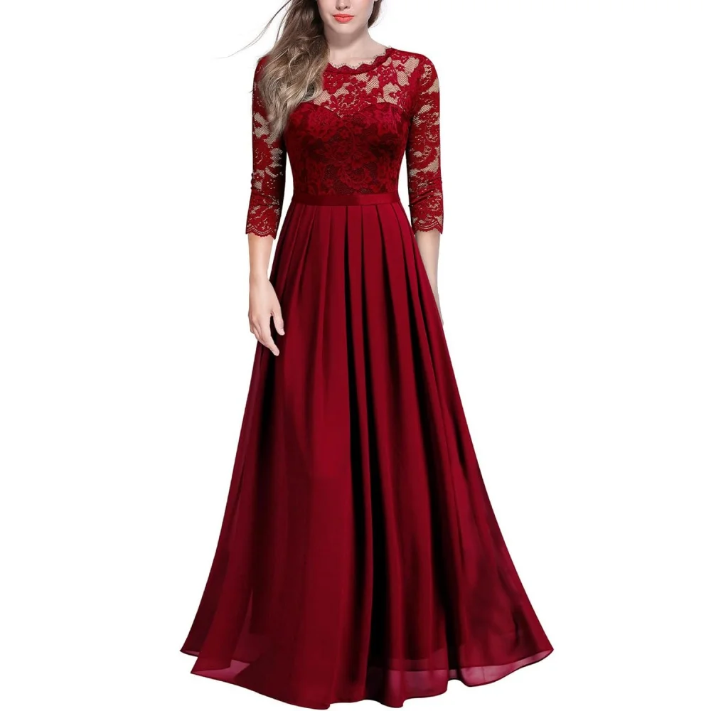 

Customized Mother of Dresses Floor Length A Line Lace Formal Elegant Chiffon Evening Gown O Neck vestido invitada boda